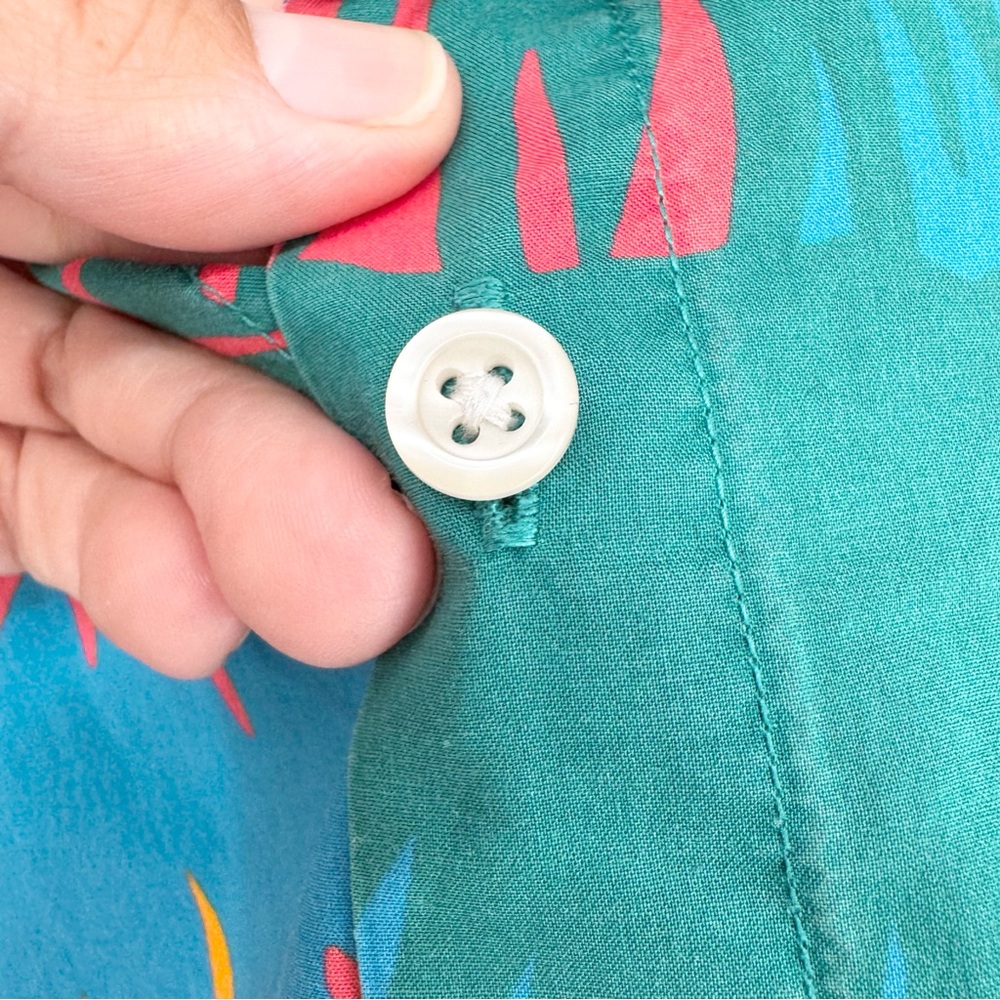 BONOBOS Coral Toucan Tropics Riviera Short Sleeve Button Down Shirt Blue Size M - Picture 7 of 11